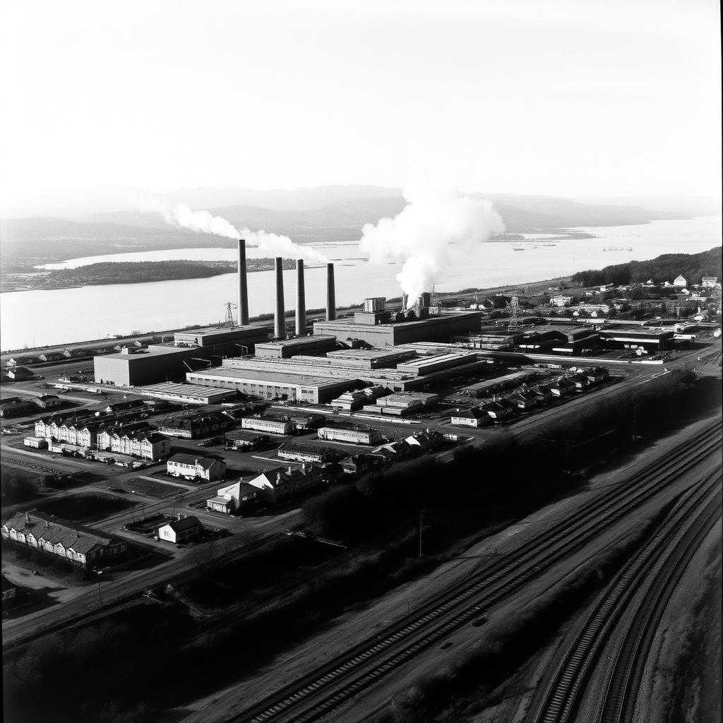 Fabrikkanlegget på 1960-tallet — et tredje av Norges kraftpapirproduksjon